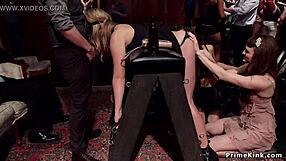 Bent Over Wooden Sub Toyed in Bizarre Bondage!