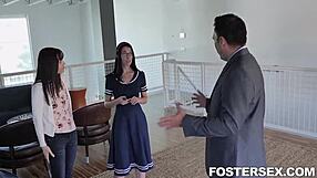 Foster teen Alex Coal with big tits punished hardcore in garage POV