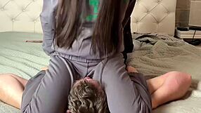 hey, check this bedroom wrestling with facesitting domination, it's aggressive femdom between husband and wife 😏