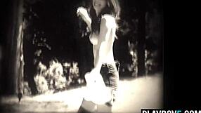 Adorable Teen Model Strips Down to Reveal Big Natural Tits in a Horny Solo Session Paired with Playboy Vibes