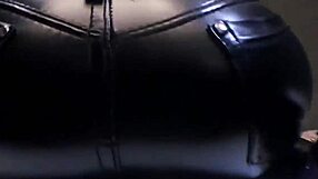 Blonde in tight leather fetish with lesbian