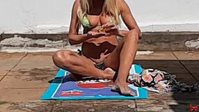 oh man, that hot blonde just bolted when she spotted the neighbor filming her naked in the yard, total voyeur moment