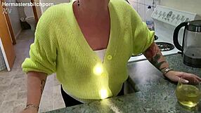 Kiwi Milf Sub Slurps Wine Spill From Master In Dirty Fetish Play With Piercing And Tattoo