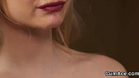 foxy stunner takes a jizz shot right on her face and swallows every drop of that load