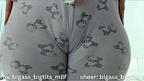 She reveals her camel toe while lounging in cozy pajamas.