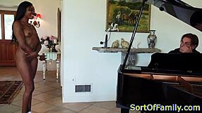 my black stepdaughter gets bent over and doggystyled hard right by the piano in taboo mature scene