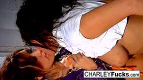 is charlie getting all slippery and wet while licking sexy brunette capri's pussy?
