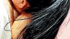 blonde amateur gives pov handjob and oral sucking while playing on bed before mom arrives