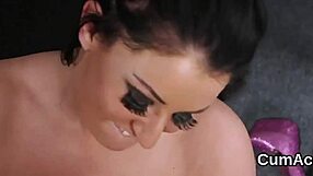 insane beauty takes massive cum blast to her face swallowing every drop