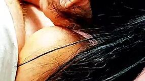 blonde amateur gives pov handjob and oral sucking while playing on bed before mom arrives