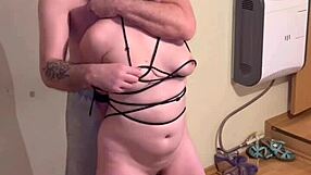 Hey, check out this intense ruler spanking during a wild BDSM session with the fuck machine