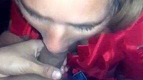 latina amateur bends over for doggystyle blowjob and sucking with guy met at costume party