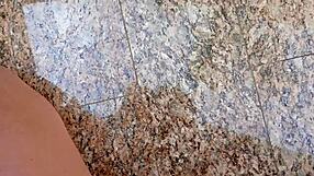 Amateur Brazilian Exhibitionist Flashing And Giving A Huge Handjob Cumshot In Garage