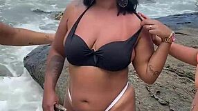 Hey, we're the peludinhas crew getting wild with bisexual swings on the beach