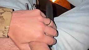 Outdoor flashing teases wet pussy with big dick near campfire