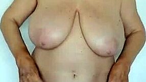 From beige to mint busty granny MariaOld lingerie fashion journey with natural tits