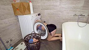 Redhead with Big Natural Tits gets clumsy and STUCK in passionate sex scene