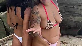 Hey, we're the peludinhas crew getting wild with bisexual swings on the beach