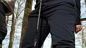 bound french housewife submits to maledom bondage in broceliande forest for outdoor humiliation