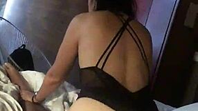 oh man, i can't believe how good my wife feels riding me in that sexy lingerie... it's just too hot