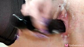 Solo blonde sweet ammy with glasses passionately masturbates her shaved wet pussy in 4k