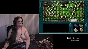 Brunette bbw with big natural tits and fat big ass plays naked in haunted carousel fetish game