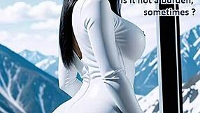 Cute brunette in leather catsuit has clothed sex outdoor at ski resort in car