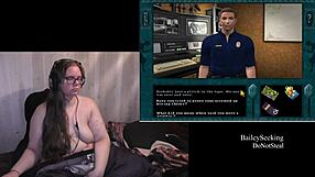 Brunette bbw with big natural tits and fat big ass plays naked in haunted carousel fetish game