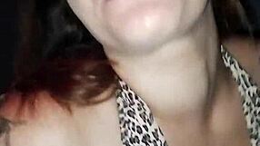 Ruiva novinha takes cumshot on face from two older guys at gloryhole in swing house