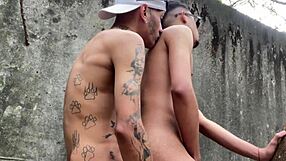 young guys get into anal action on a public trail with intense assfucking