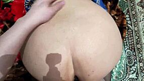 Amateur stepmom bent over and fucked doggystyle by her stepson in homemade video with big tits bouncing.