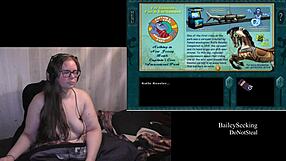 Brunette bbw with big natural tits and fat big ass plays naked in haunted carousel fetish game