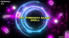 french maid doll abigaiil morris gets choked and spanked in heels while riding big cock in intriguing european sex