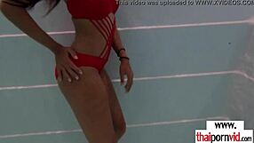 Amateur Thai Teen with Small Tits Moaning in Doggystyle on Big Cock