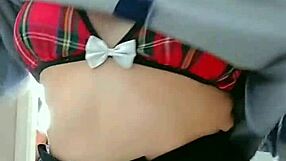 this cute student starts stripping off her clothes slowly then gropes those natural tits in a kinky way