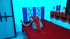 oh god, what if the man in white comes for me? sucking his huge cock turns into wild halloween fucking