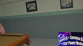 curvy white girl hints at taking huge black cock on pool table