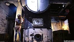 Ebony slut contrasts her submission with intense anal gangbang domination by big interracial cocks