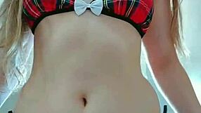 this cute student starts stripping off her clothes slowly then gropes those natural tits in a kinky way