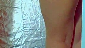 College Desi In Sexy Dress And Sneakers Teases With Glass Dildo