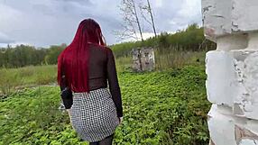 Milf Bent Over in Stockings for Rough Anal Assfucking and Blowjob in Public Green Corner Park