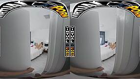 Imagine your stepsister Mae Milano getting down to stuff her mouth with your big cock, making you moan while bent over in doggystyle handjob