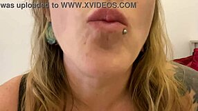 curvy mature milf with tattoos engages in dirty talk during gummy bears swallow vore fetish