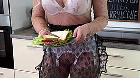 Morning Meal Featuring Cherrylcolle In Lingerie And Stockings With Gentle Spanking