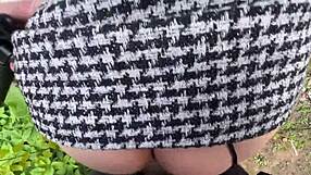 Milf Bent Over in Stockings for Rough Anal Assfucking and Blowjob in Public Green Corner Park