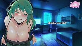 Hot anime girlfriend fucks her boyfriend in Spanish JOI hentai audio