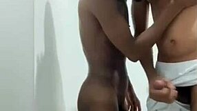 Amateur skinny Brazilian dominated by black partner thrusting hard against wall in forceful domination scene