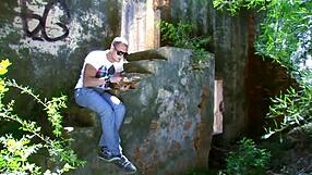 Lora Row stars in a hardcore amateur scene with shaved pussy and outdoor facial cumshot