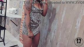 Look at this stripper club ebony dancing, twerking, booty shaking in sexy dress