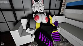 This guy ends up banging a cat girl with big ass and huge tits leading to cum everywhere